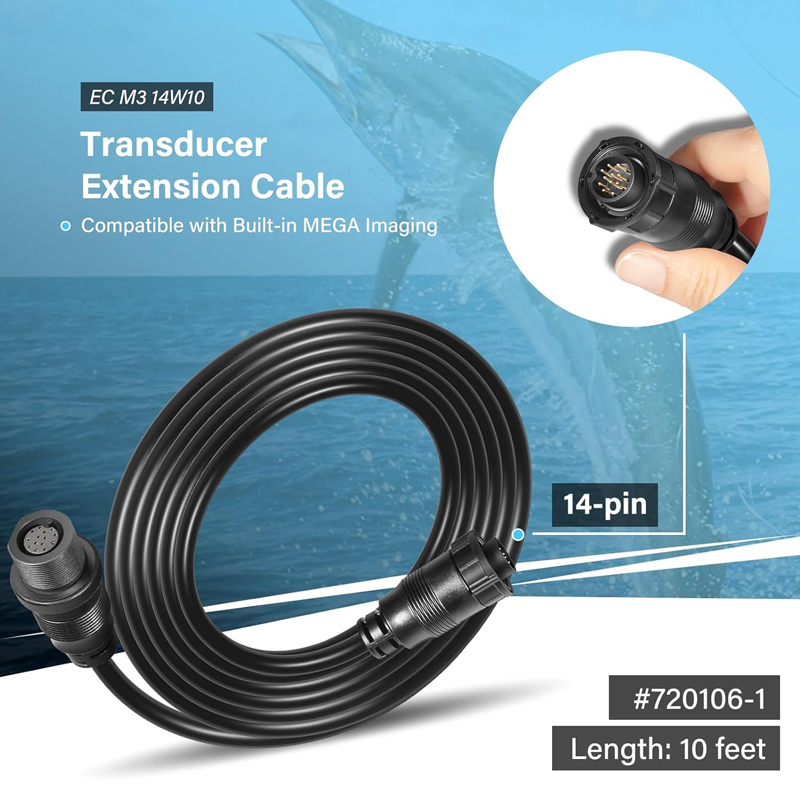 Fish Finder Transducer - Transducer Extension Cable 10Ft 14Pin Fit